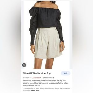 NWT FRAME Off the Shoulder Cotton Black Poplin Shirt - XS Orig.$328